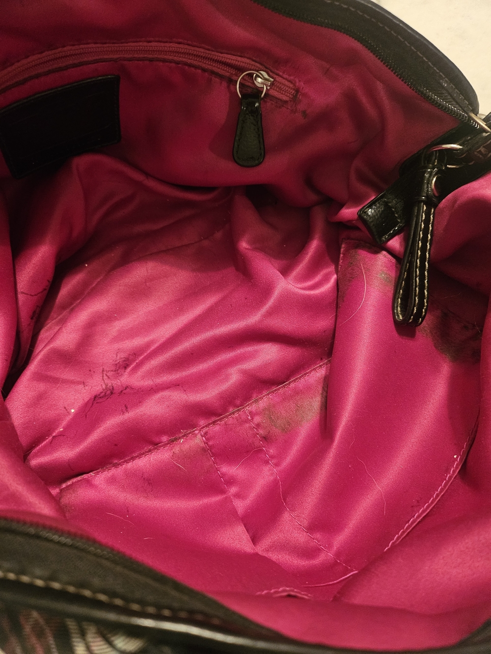 Coach Plaid Signature Tote Bag in Black/Pink - Picture 10 of 13